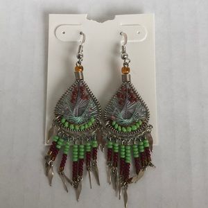 Handcrafted dangle earrings with beading